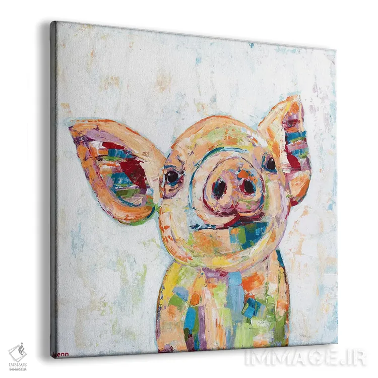 تابلو دکوراتیو خوک شاد - سفید اثر جنیفر سیلی - نمای پرسپکتیو محصول