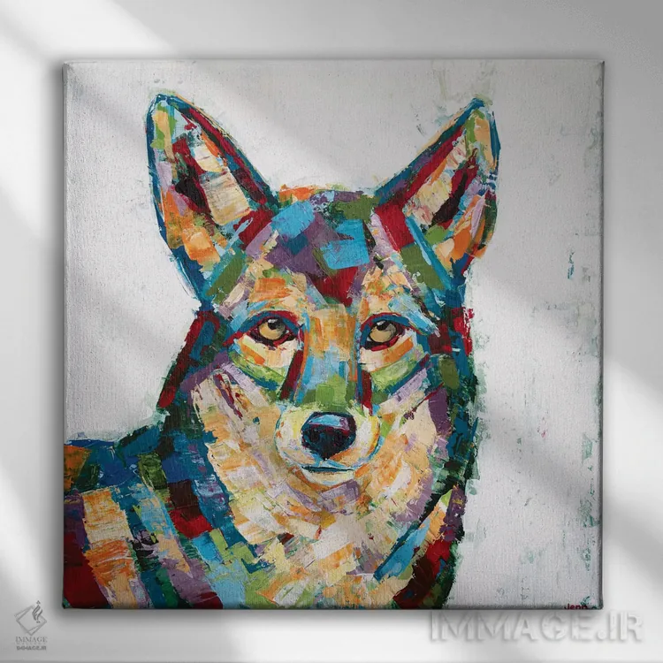 تابلو دکوراتیو کایوت - سفید اثر جنیفر سیلی - نمای روبهرو روی دیوار