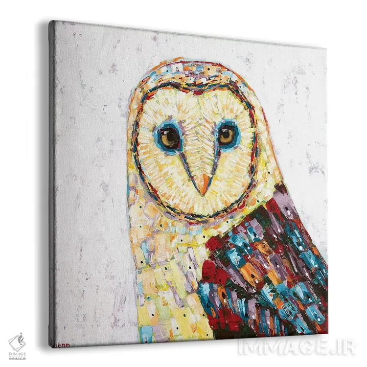 تابلو دکوراتیو جغد انباری - سفید اثر جنیفر سیلی - نمای پرسپکتیو محصول