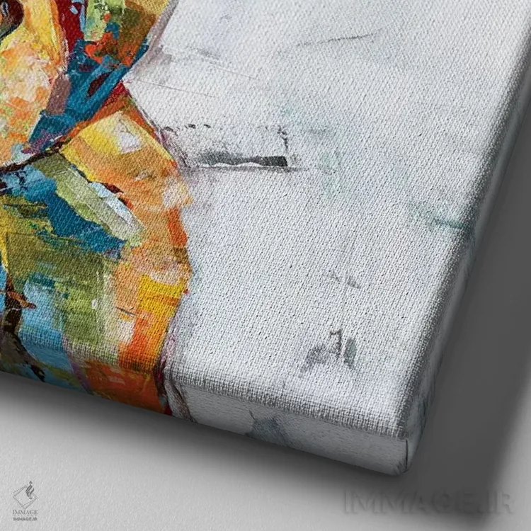 تابلو دکوراتیو گاو نژاد جرزی - سفید اثر جنیفر سیلی - نمای نزدیک بافت بوم