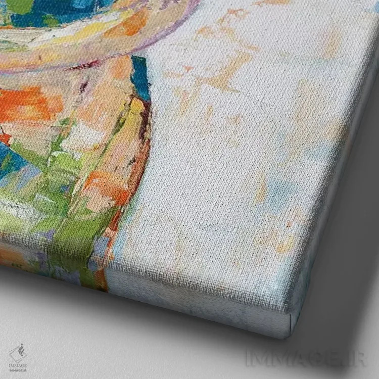 تابلو دکوراتیو خوک شاد - سفید اثر جنیفر سیلی - نمای نزدیک بافت بوم