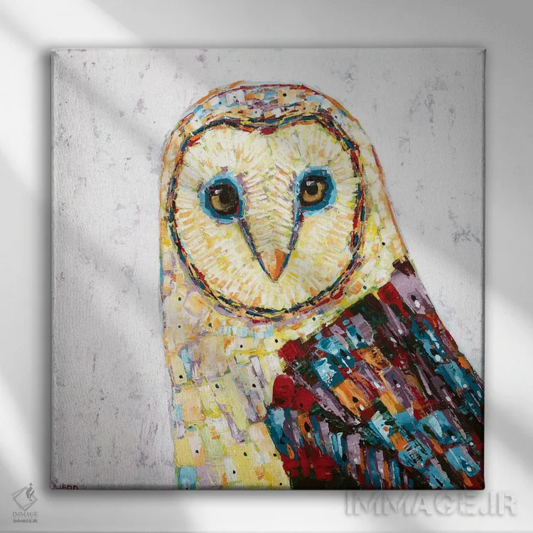 تابلو دکوراتیو جغد انباری - سفید اثر جنیفر سیلی - نمای روبهرو روی دیوار