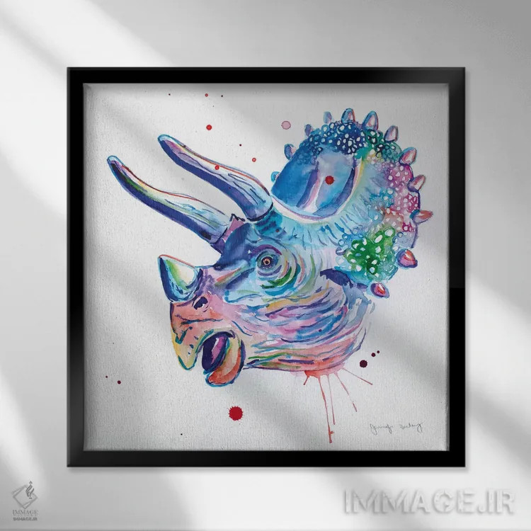 تابلو دکوراتیو تریسراتوپس آبرنگی اثر جنیفر سیلی - نمای قابدار مشکی