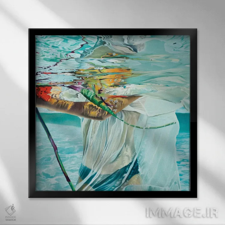 تابلو دکوراتیو ماهی های رنگارنگ اثر جوزپ مونکادا - نمای قابدار مشکی