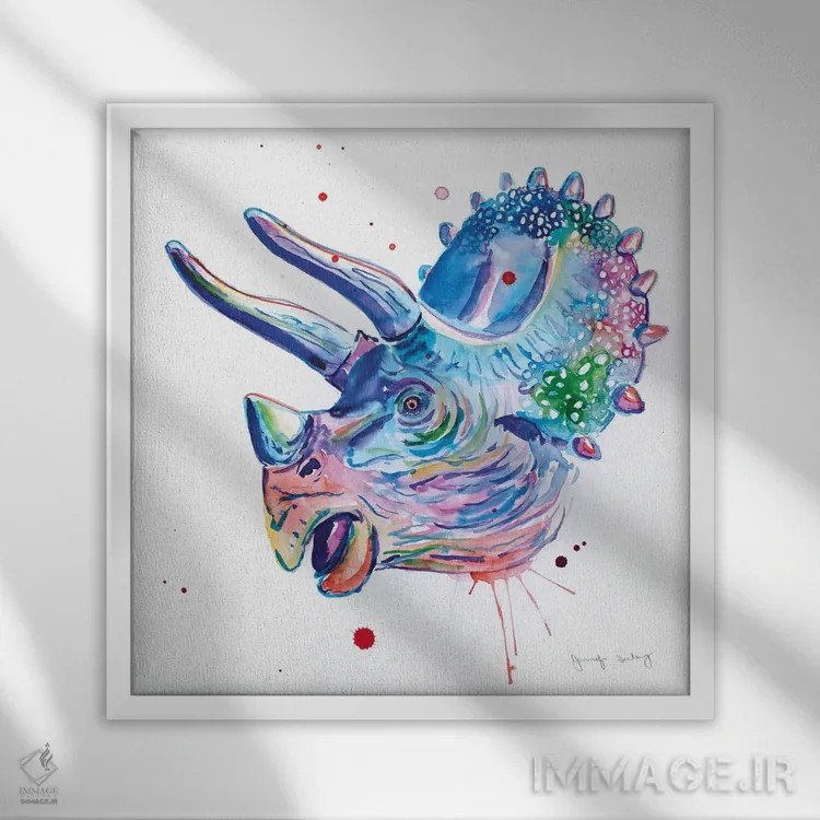 تابلو دکوراتیو تریسراتوپس آبرنگی اثر جنیفر سیلی - نمای قابدار سفید