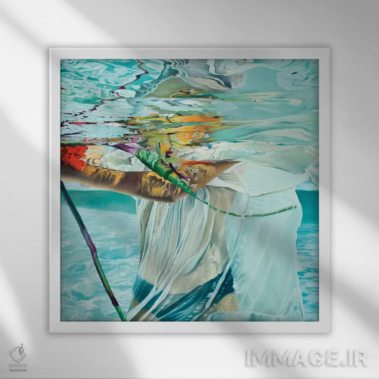 تابلو دکوراتیو ماهی های رنگارنگ اثر جوزپ مونکادا - نمای قابدار سفید