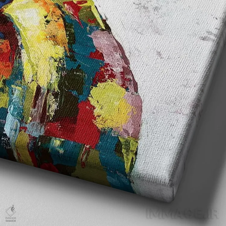 تابلو دکوراتیو گاو شیری - سفید اثر جنیفر سیلی - نمای نزدیک بافت بوم