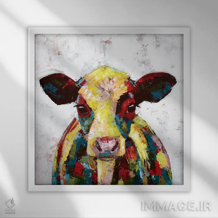 تابلو دکوراتیو گاو شیری - سفید اثر جنیفر سیلی - نمای قابدار سفید