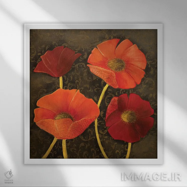 تابلو دکوراتیو گل آرایی زراندود اول اثر جوزفینا - نمای قابدار سفید