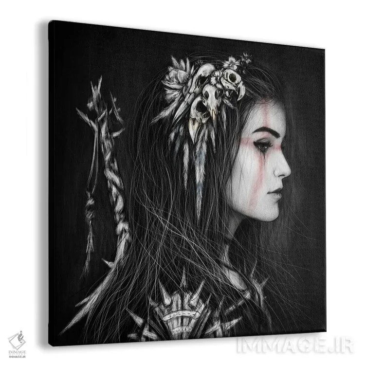 تابلو دکوراتیو جمجمه اثر جاستین گداک - نمای پرسپکتیو محصول