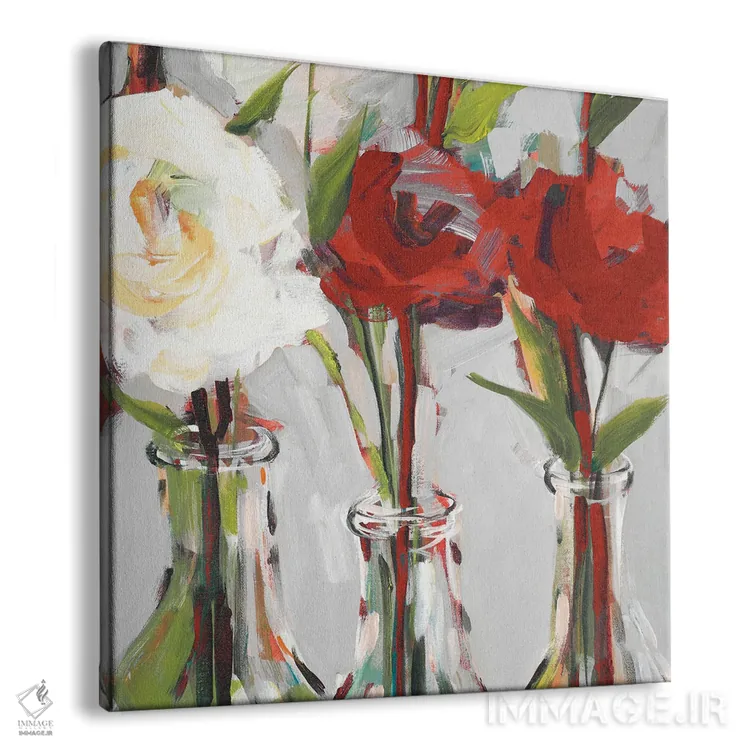 تابلو دکوراتیو شکوفه های قرمز عاشقانه I اثر جین اسلیوکا - نمای پرسپکتیو محصول
