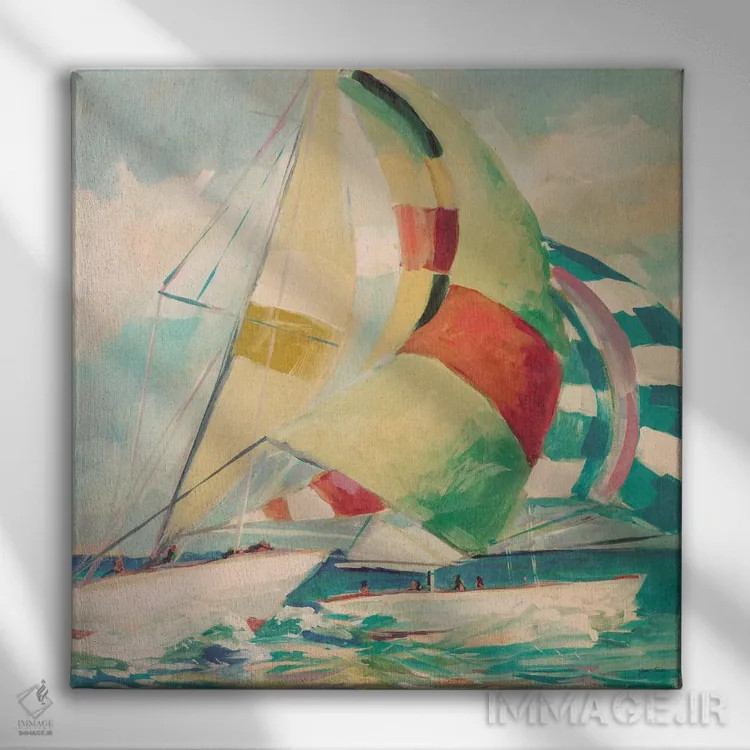 تابلو دکوراتیو بادبان کامل آرام ۱ اثر جین اسلیوکا - نمای روبهرو روی دیوار