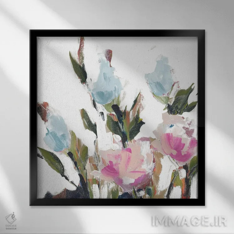 تابلو دکوراتیو شکوفه ها ۲ اثر جین اسلیوکا - نمای قابدار مشکی