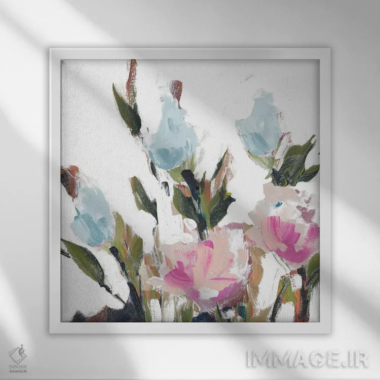 تابلو دکوراتیو شکوفه ها ۲ اثر جین اسلیوکا - نمای قابدار سفید