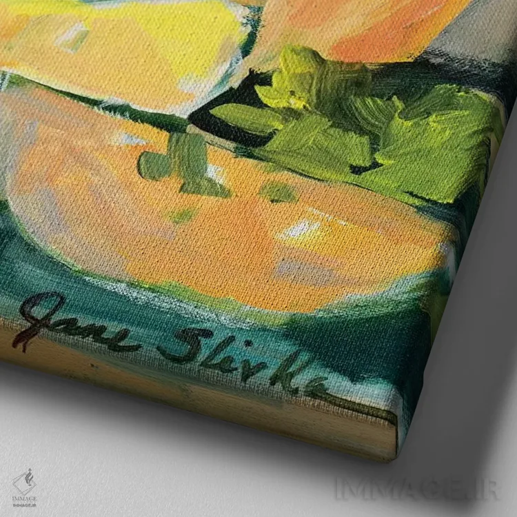 تابلو دکوراتیو درو شده II اثر جین اسلیوکا - نمای نزدیک بافت بوم