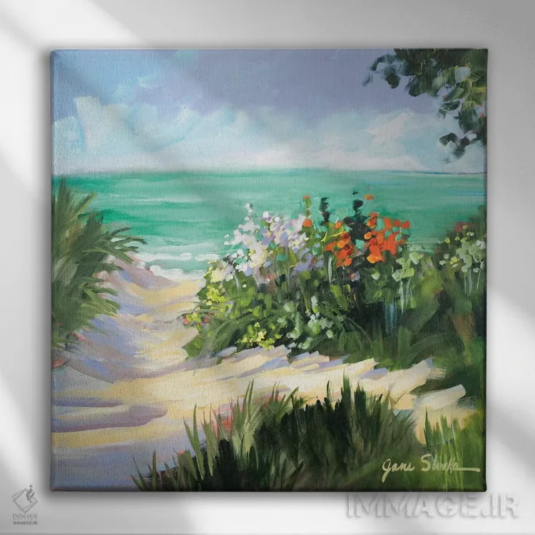 تابلو دکوراتیو تپه های شنی ساحل آفتابی اثر جین اسلیوکا - نمای روبهرو روی دیوار