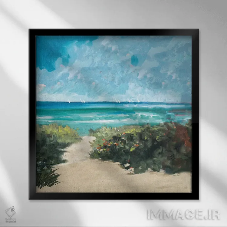 تابلو دکوراتیو کنار اقیانوس I اثر جین اسلیوکا - نمای قابدار مشکی