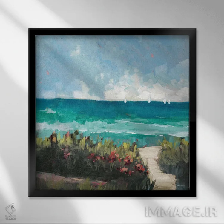 تابلو دکوراتیو کنار اقیانوس II اثر جین اسلیوکا - نمای قابدار مشکی