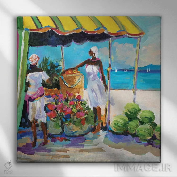 تابلو دکوراتیو میوه های گرمسیری اثر جین اسلیوکا - نمای روبهرو روی دیوار