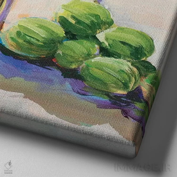 تابلو دکوراتیو میوه های گرمسیری اثر جین اسلیوکا - نمای نزدیک بافت بوم