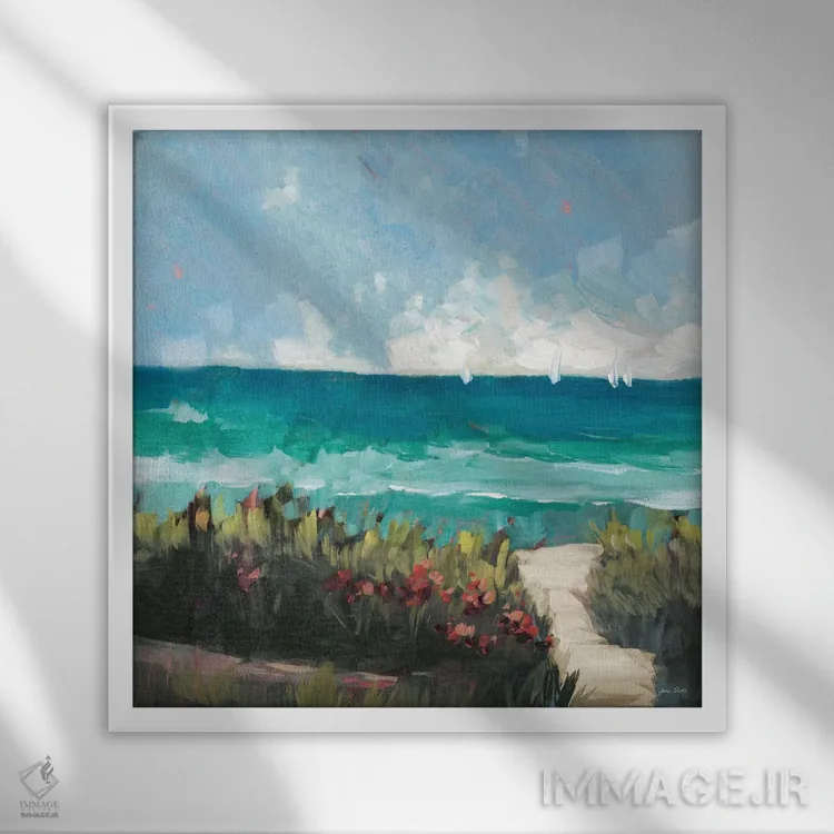 تابلو دکوراتیو کنار اقیانوس II اثر جین اسلیوکا - نمای قابدار سفید