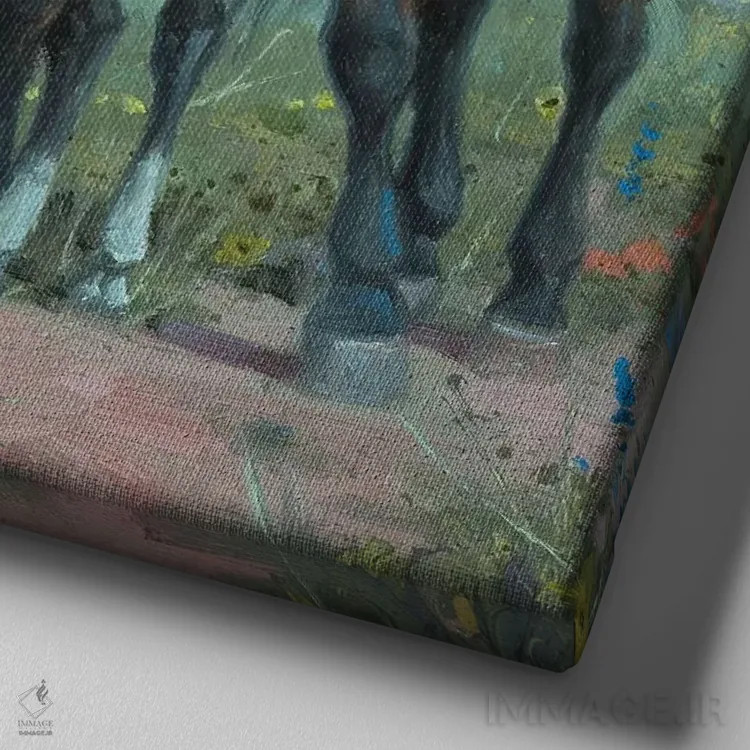 تابلو دکوراتیو زیر نگاه مراقب مادر اثر جک سورنسن - نمای نزدیک بافت بوم