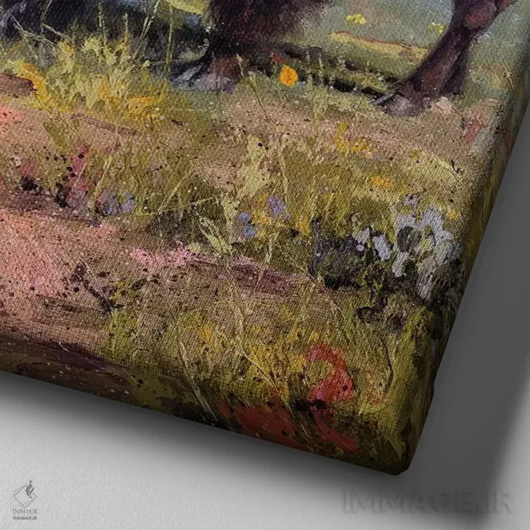 تابلو دکوراتیو گردش خانوادگی اثر جک سورنسن - نمای نزدیک بافت بوم