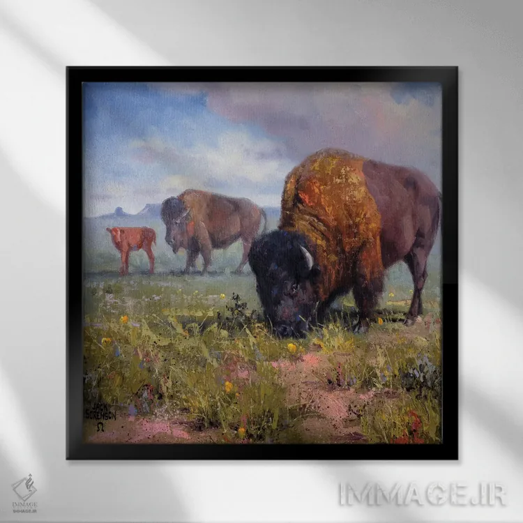 تابلو دکوراتیو گردش خانوادگی اثر جک سورنسن - نمای قابدار مشکی