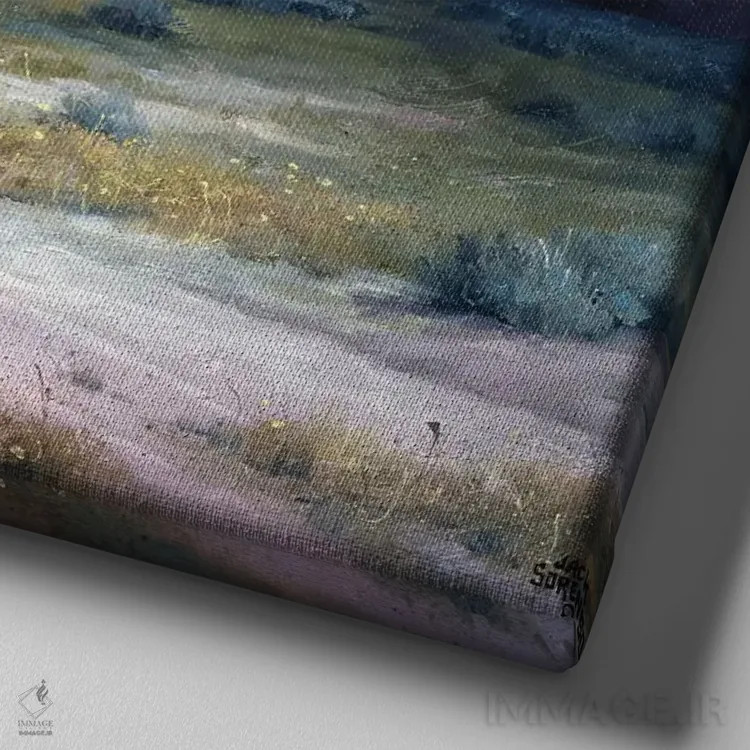 تابلو دکوراتیو تابش ماه اثر جک سورنسن - نمای نزدیک بافت بوم