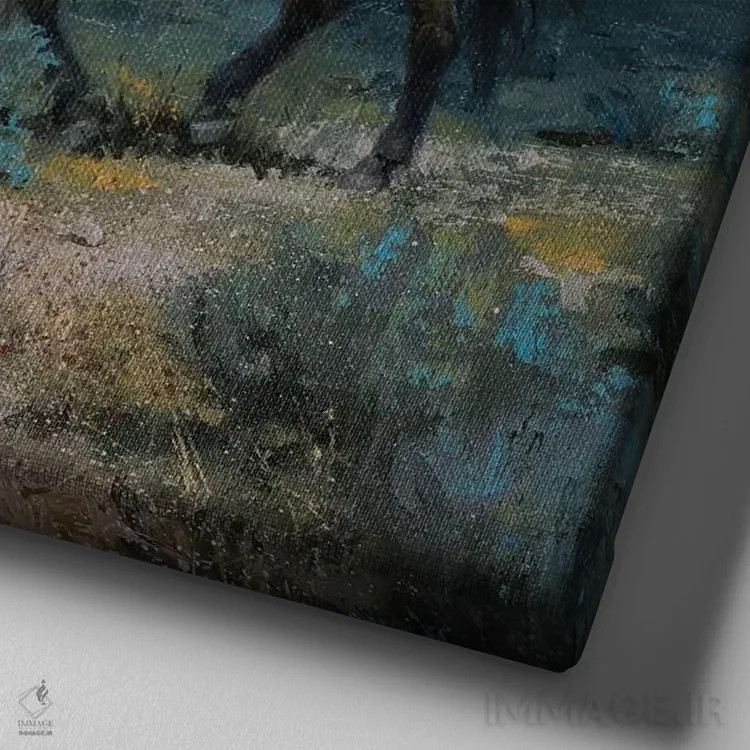 تابلو دکوراتیو سواران شب اثر جک سورنسن - نمای نزدیک بافت بوم