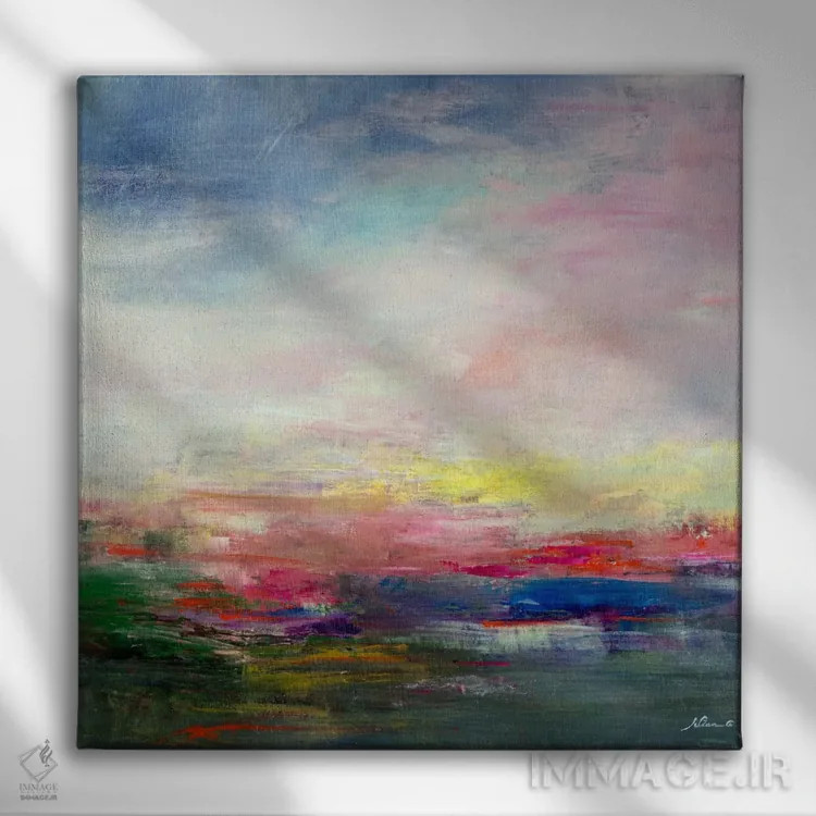 تابلو انتزاعی شناور اثر جولیان اسپنسر - نمای روبهرو روی دیوار