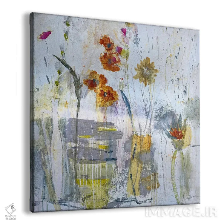 تابلو انتزاعی گلدان سفید اثر جولیان اسپنسر - نمای پرسپکتیو محصول