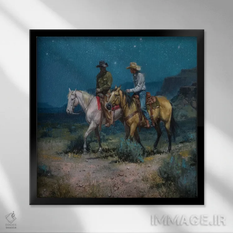 تابلو دکوراتیو سواران شب اثر جک سورنسن - نمای قابدار مشکی