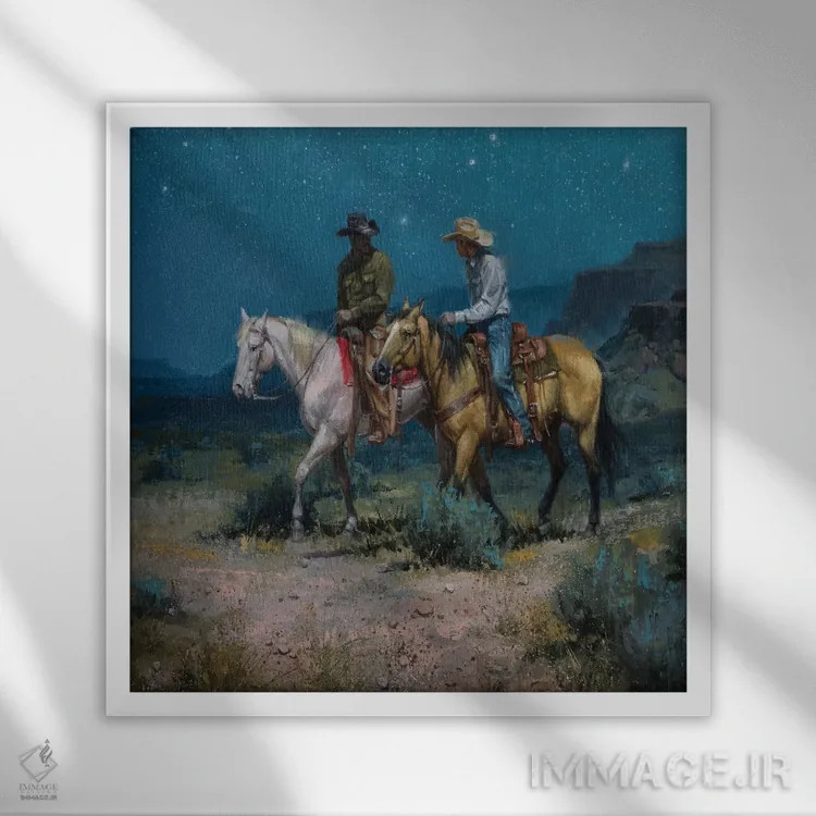 تابلو دکوراتیو سواران شب اثر جک سورنسن - نمای قابدار سفید