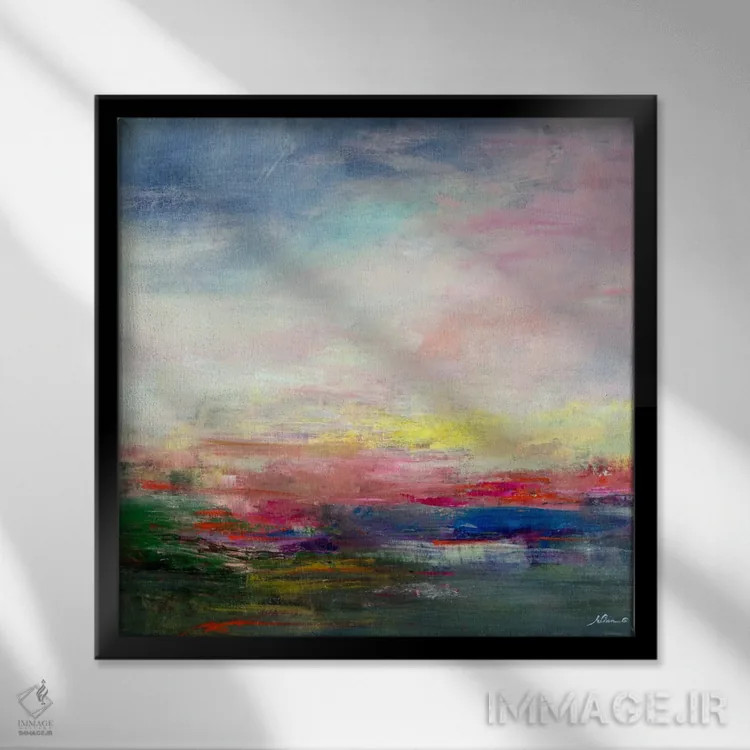 تابلو انتزاعی شناور اثر جولیان اسپنسر - نمای قابدار مشکی