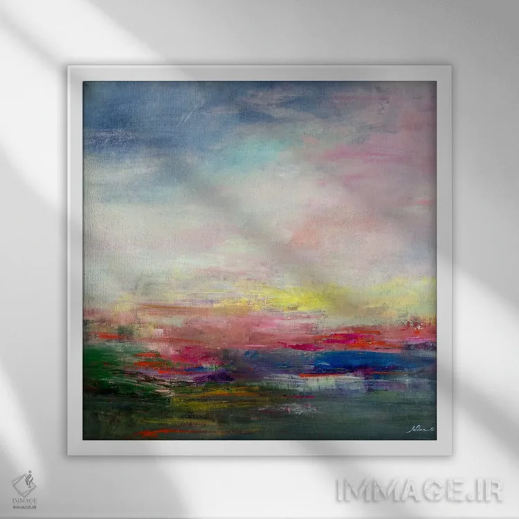 تابلو انتزاعی شناور اثر جولیان اسپنسر - نمای قابدار سفید