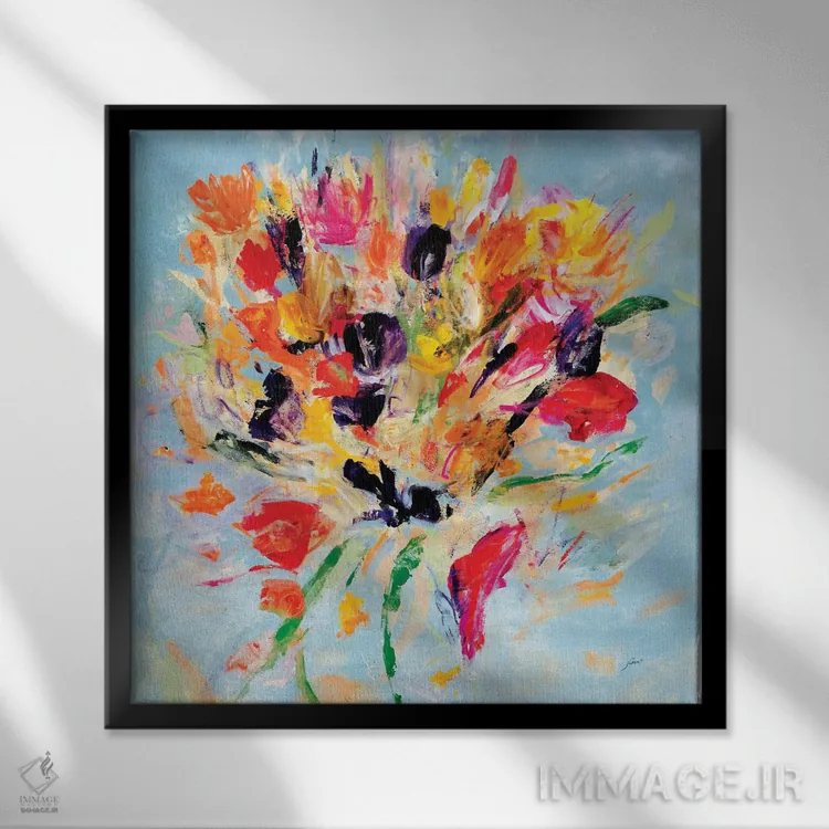 تابلو انتزاعی مرا ببوس گلی اثر جولیان اسپنسر - نمای قابدار مشکی