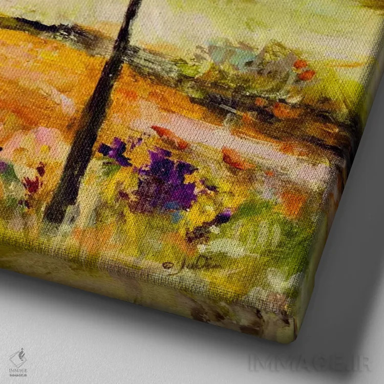 تابلو انتزاعی مسیر دیدنی اثر جولیان اسپنسر - نمای نزدیک بافت بوم