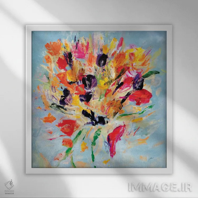 تابلو انتزاعی مرا ببوس گلی اثر جولیان اسپنسر - نمای قابدار سفید