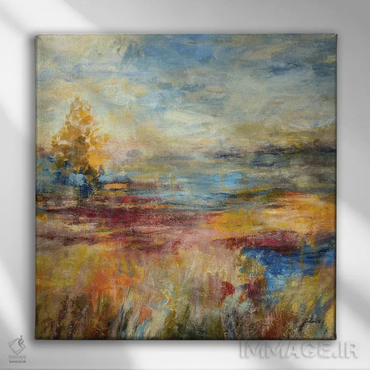 تابلو انتزاعی زنگار پاییز اثر جولیان اسپنسر - نمای روبهرو روی دیوار