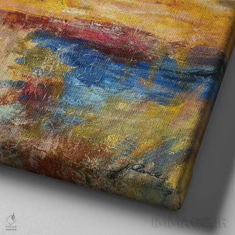 تابلو انتزاعی زنگار پاییز اثر جولیان اسپنسر - نمای نزدیک بافت بوم