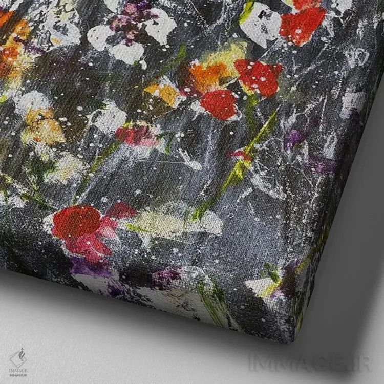 تابلو انتزاعی رازهای شبانه اثر جولیان اسپنسر - نمای نزدیک بافت بوم