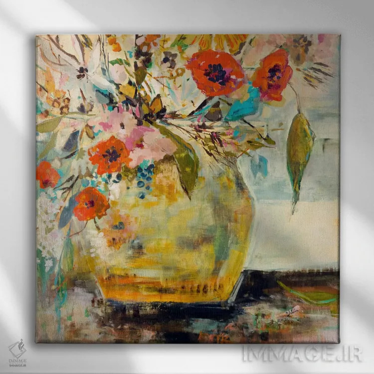 تابلو دکوراتیو شقایق و دیگر گل ها اثر جولیان اسپنسر - نمای روبهرو روی دیوار