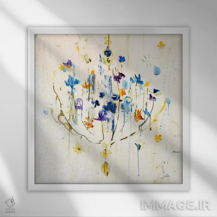 تابلو انتزاعی لوستر طبیعی ۱ اثر جولیان اسپنسر - نمای قابدار سفید