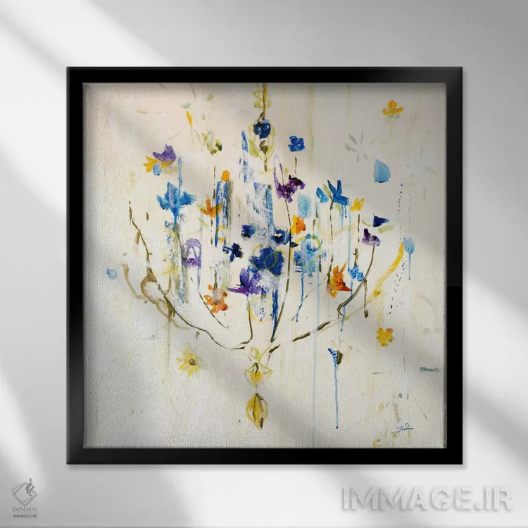 تابلو انتزاعی لوستر طبیعی ۱ اثر جولیان اسپنسر - نمای قابدار مشکی