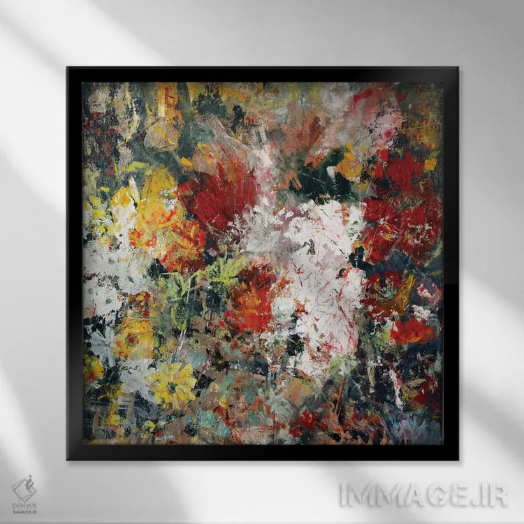 تابلو انتزاعی شب زنده داری عاشقانه اثر جولیان اسپنسر - نمای قابدار مشکی