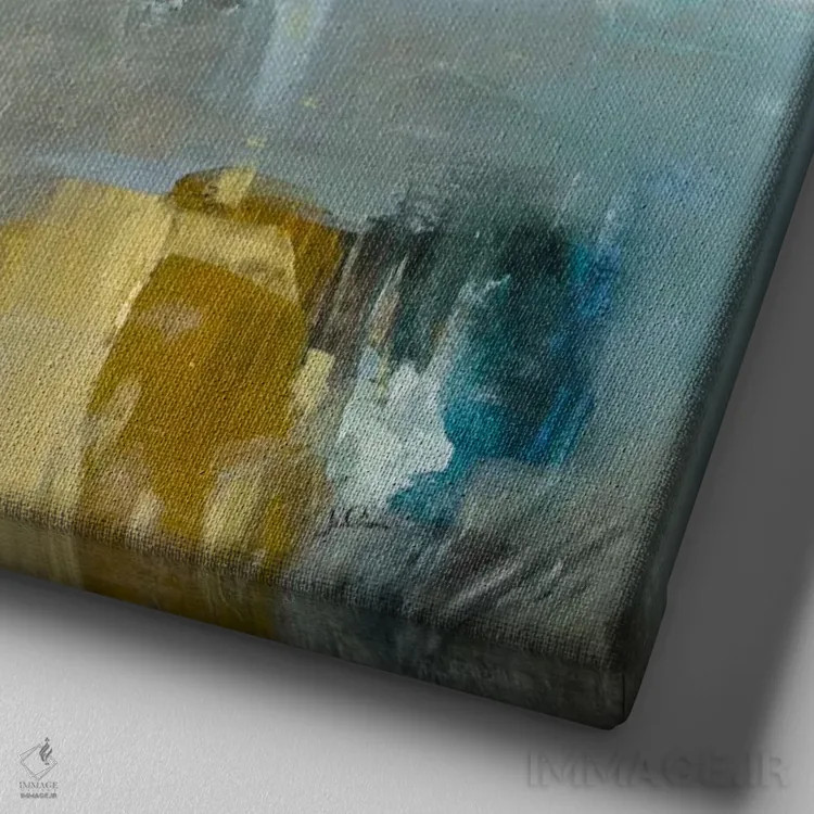 تابلو انتزاعی داستان های کوتاه اثر جولیان اسپنسر - نمای نزدیک بافت بوم