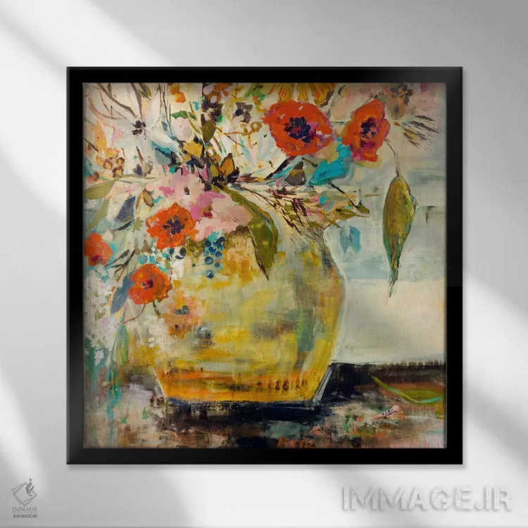 تابلو دکوراتیو شقایق و دیگر گل ها اثر جولیان اسپنسر - نمای قابدار مشکی