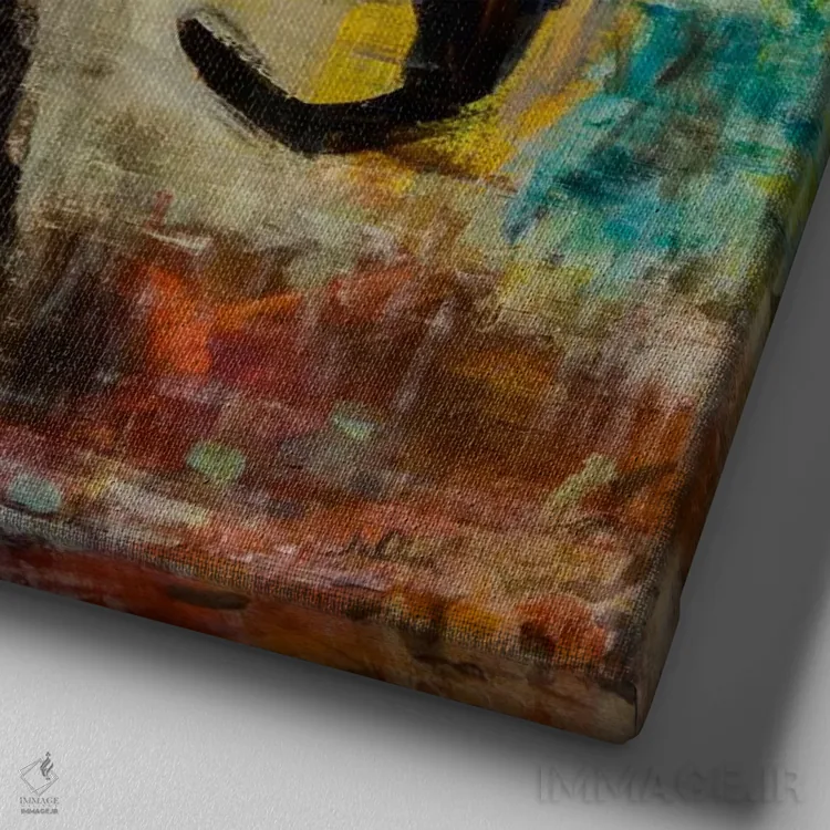 تابلو دکوراتیو قوی و خردمند I اثر جولیان اسپنسر - نمای نزدیک بافت بوم