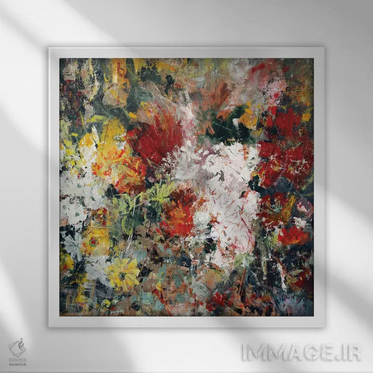 تابلو انتزاعی شب زنده داری عاشقانه اثر جولیان اسپنسر - نمای قابدار سفید